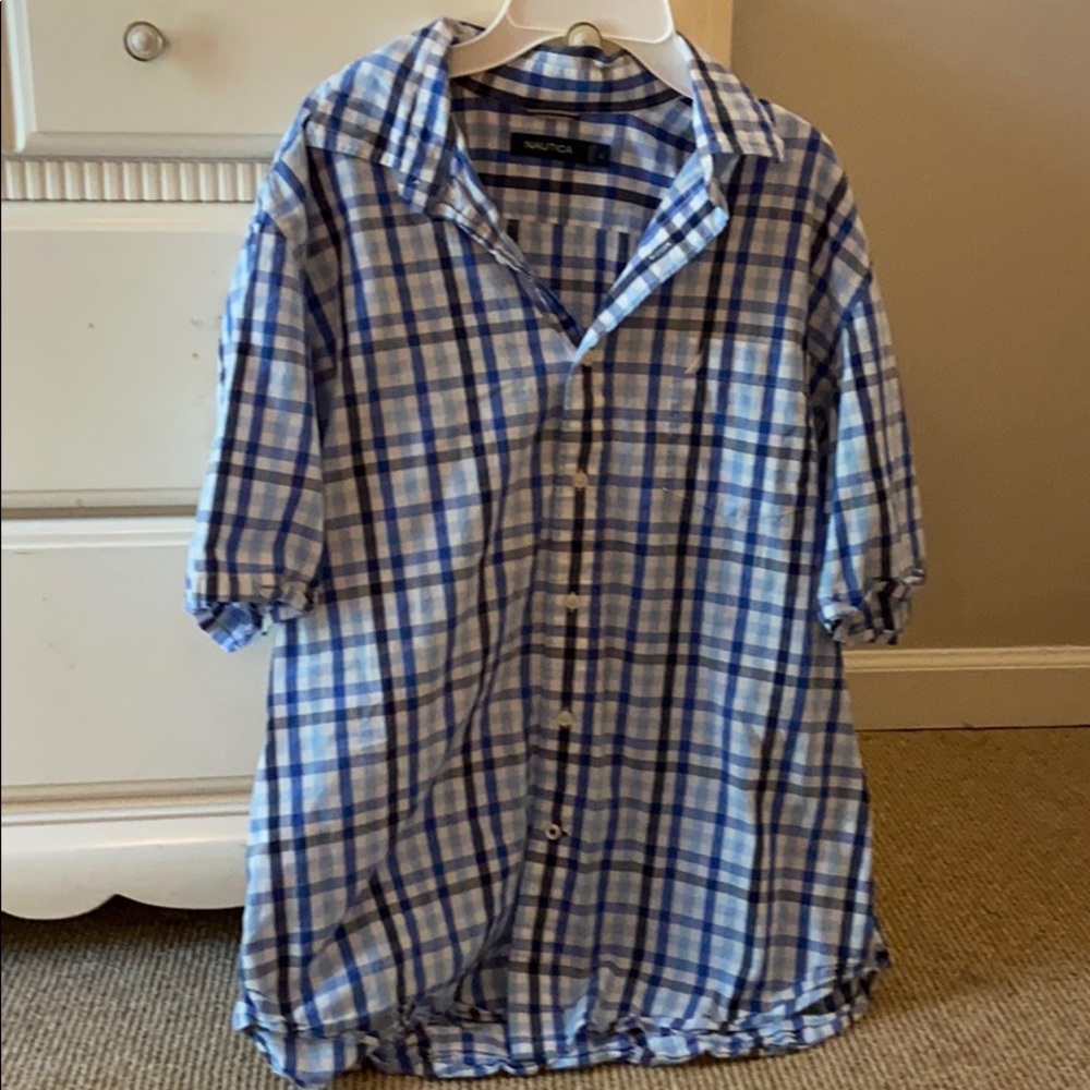 Nautica Short Sleeve Plaid Button Down